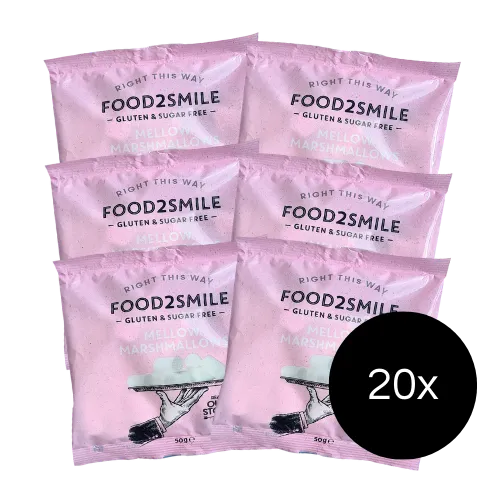 food2smile-candy-mellow-marshmallows-20x50-g-ohne-zucker image 1