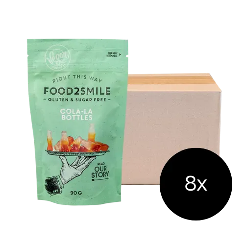 food2smile-candy-cola-la-bottles-gummis-8x90g-zuckerfrei image 1