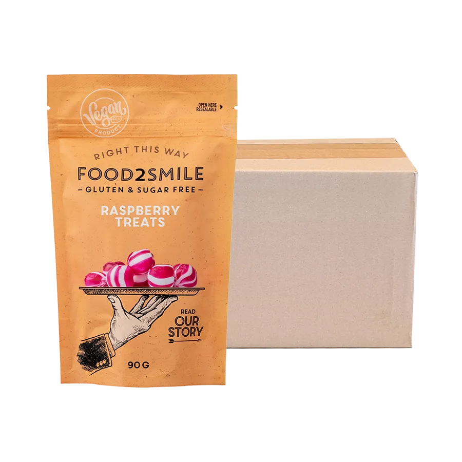 food2smile-candy-raspberry-treats-bonbons-8x90g-zuckerfrei image 1