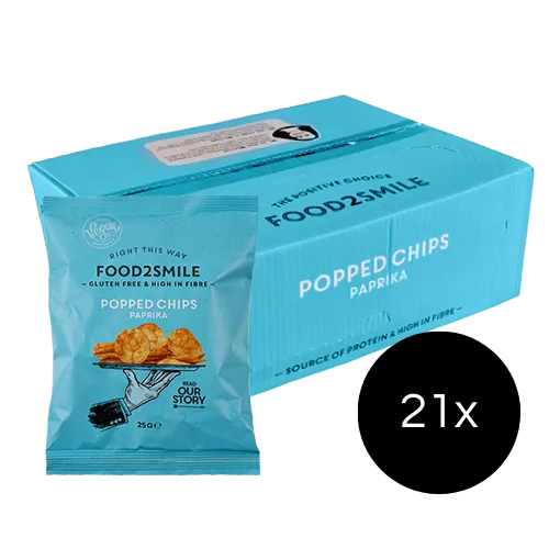 food2smile-chips-popped-chips-paprika-21x25g-vegan-glutenfrei image 1
