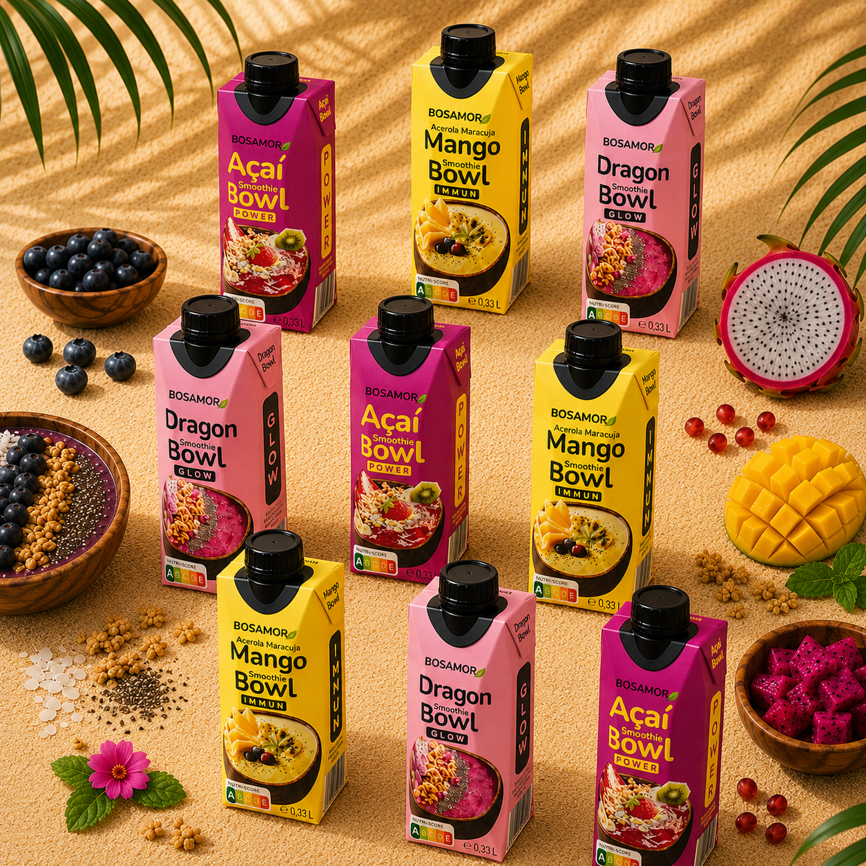 bosamor-mixed-triple-set-9-bowls-acai-mango-dragon-vegan image 1
